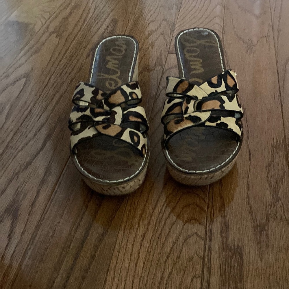Sam Edelman cork sandals leopard print 7.5